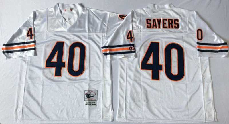 Mens Chicago Bears #40 Gale Sayers White Road Throwback Jersey