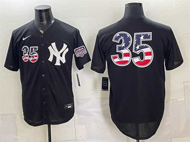 Mens New York Yankees #35 Cody Bellinger Black 2026 USA 250 Fourth of July Home Stadium Stitched Jersey Dzhi