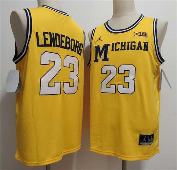 Mens Michigan Wolverines #23 Yaxel Lendeborg Yellow 2026 Vapor Limited Stitched Jersey