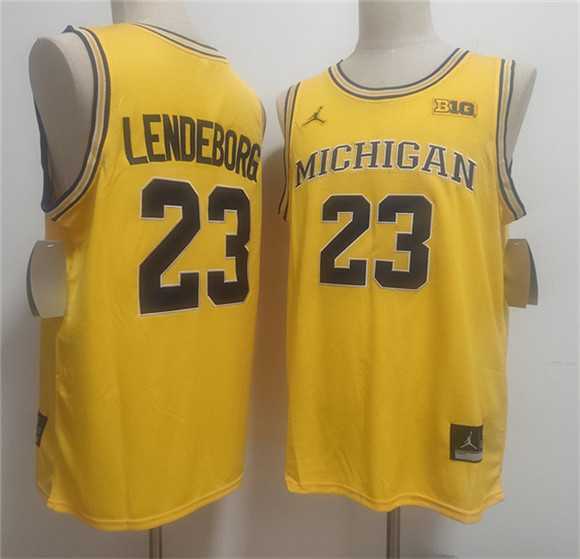 Mens Michigan Wolverines #23 Yaxel Lendeborg Yellow Vapor Limited Stitched Jersey
