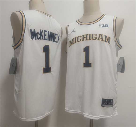 Mens Michigan Wolverines #1 Trey McKenney White 2026 Vapor Limited Stitched Jersey