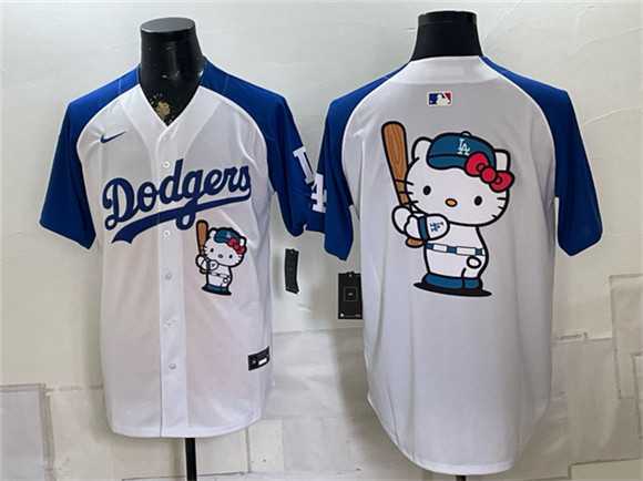 Mens Los Angeles Dodgers Hello Kitty White Royal Vapor Limited Stitched Jersey