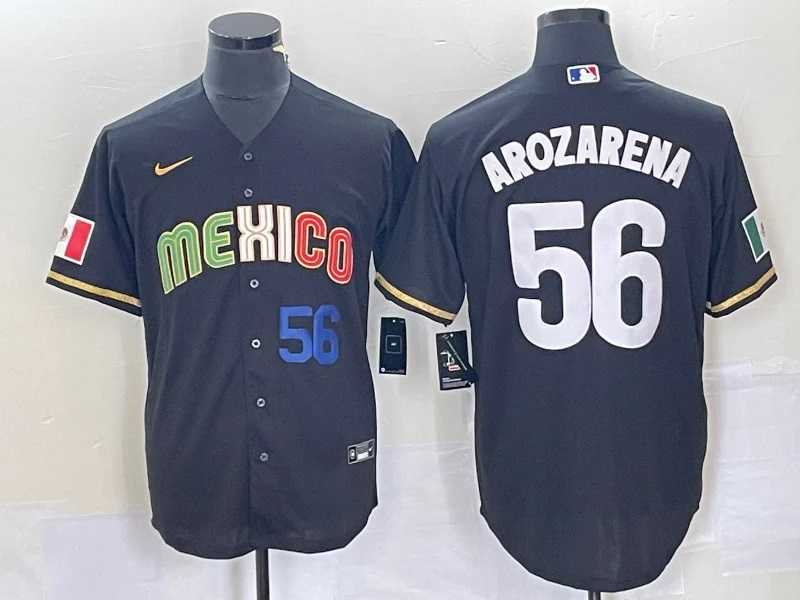 Mens Mexico #56 Randy Arozarena Black Stitched Jersey Dzhi