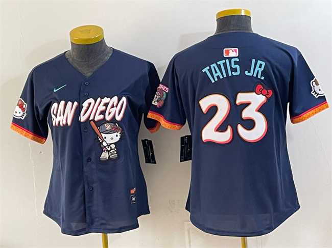 Womens San Diego Padres X Hello Kitty Blank Obsidian 2026 City Connect Stadium Stitched Jersey(Run Small)->mlb womens jerseys->MLB Jersey