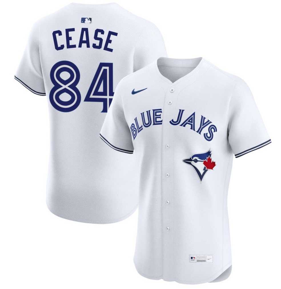 Mens Toronto Blue Jays #84 Dylan Cease White Cool Base Stitched Jersey Dzhi