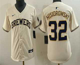 Youth Milwaukee Brewers #32 Jacob Misiorowski Cream Limited Stitched Jersey