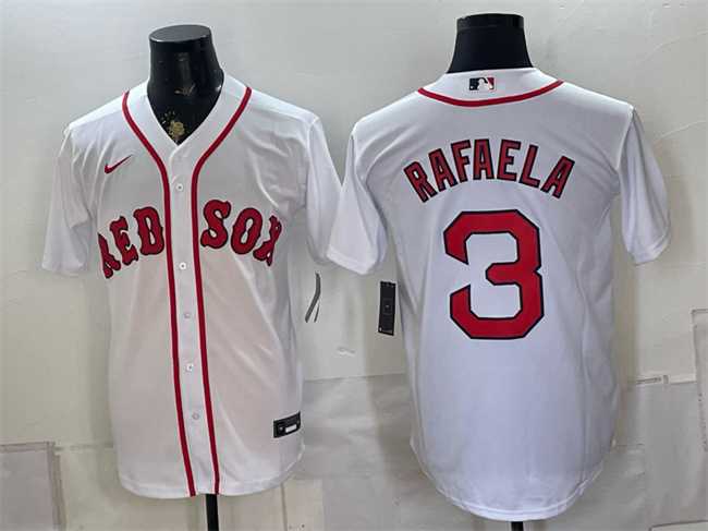 Mens Boston Red Sox #3 Ceddanne Rafaela White Cool Base Stitched Jersey