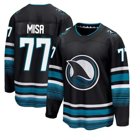 Mens San Jose Sharks #77 Michael Misa Premier Black Breakaway Alternate Jersey Dzhi->san jose sharks->NHL Jersey