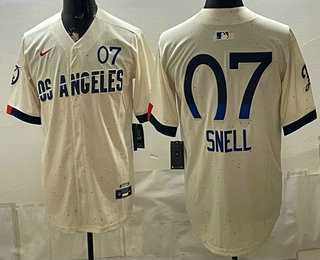 Mens Los Angeles Dodgers #7 Blake Snell Cream 2024 City Connect Limited Stitched Jersey