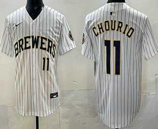 Mens Milwaukee Brewers #11 Jackson Chourio White Limited Jersey