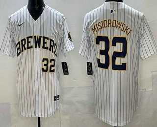 Mens Milwaukee Brewers #32 Jacob Misiorowski White Limited Jersey
