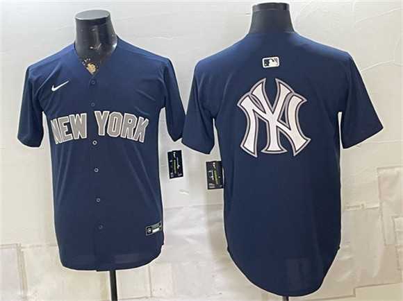 Mens New York Yankees Team Big Logo Navy Limited Stitched Baseball Jerseys
