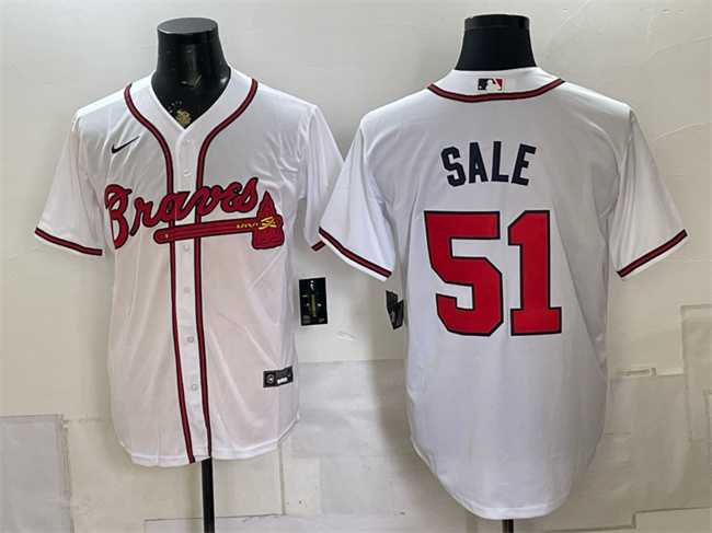 Mens Atlanta Braves #51 Chris Sale White Cool Base Stitched Jersey->atlanta braves->MLB Jersey