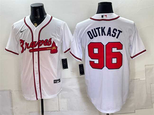Mens Atlanta Braves #96 OutKast White Cool Base Stitched Jersey->atlanta braves->MLB Jersey