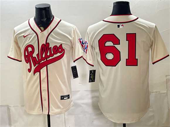 Mens Philadelphia Phillies #61 Cristopher Sanchez Cream 2026 Field of Dreams Stadium Stitched Jersey