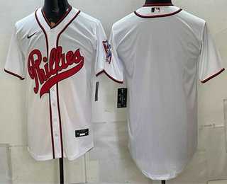 Mens Philadelphia Phillies Blank White 2026 Field of Dreams Stadium Stitched Jersey