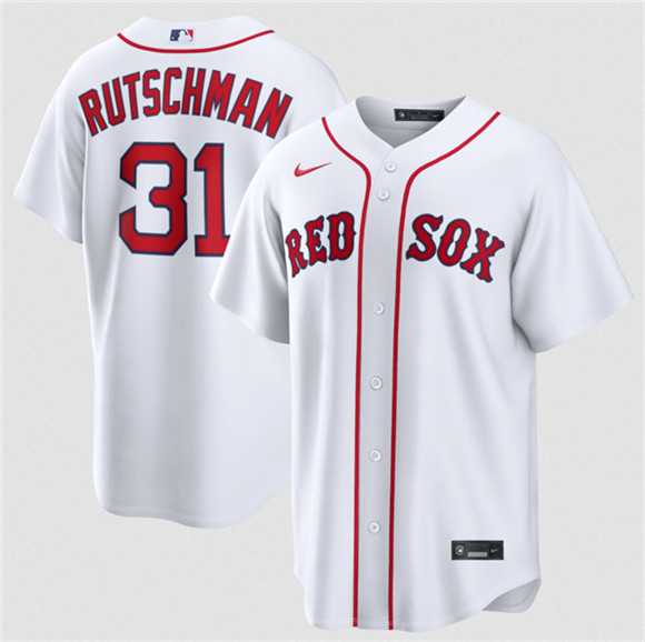 Mens Boston Red Sox #31 Adley Rutschman White Cool Base Stitched Jersey Dzhi