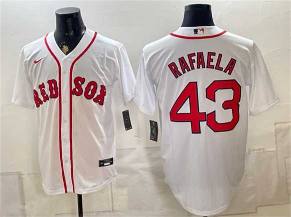 Mens Boston Red Sox #43 Ceddanne Rafaela White Cool Base Stitched Jersey
