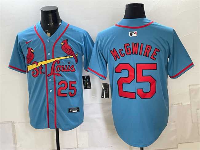 Mens St. Louis Cardinals #25 Mark McGwire Blue Alternate Limited Stitched Jersey