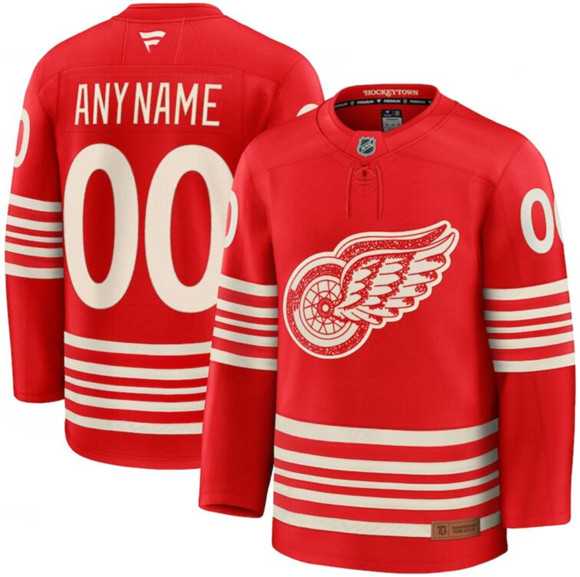 Mens Detroit Red Wings Active Player Custom Red 2025 Centennial Premium Stitched Jersey