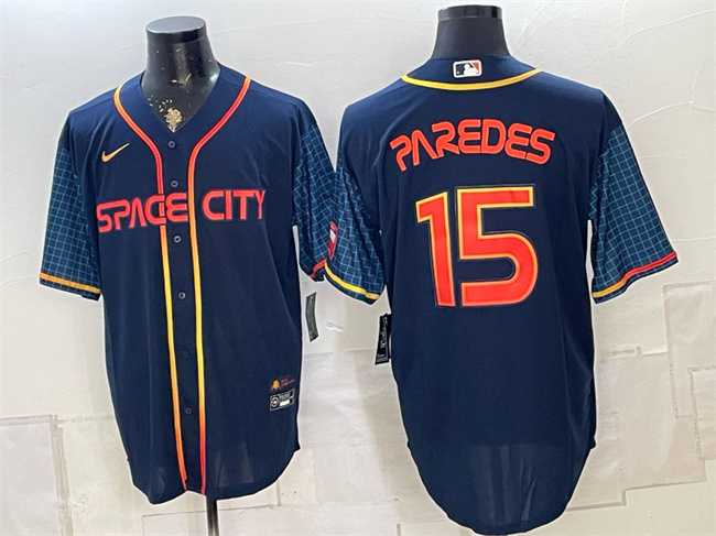 Mens Houston Astros #15 Isaac Paredes Navy City Connect Cool Base Stitched Jersey