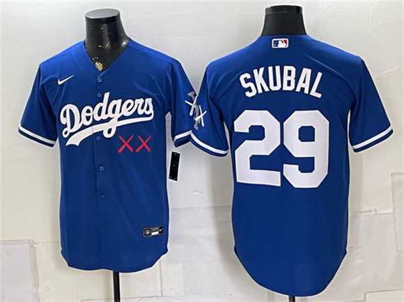 Mens Los Angeles Dodgers x KAWS #29 Tarik Skubal Royal Vapor Premier Limited Stitched Jersey