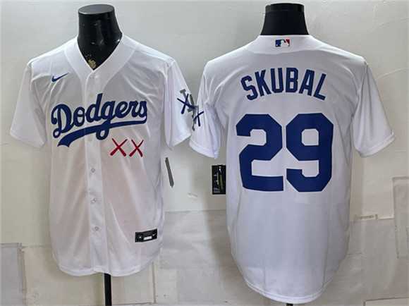 Mens Los Angeles Dodgers x KAWS #29 Tarik Skubal White Vapor Premier Limited Stitched Jersey