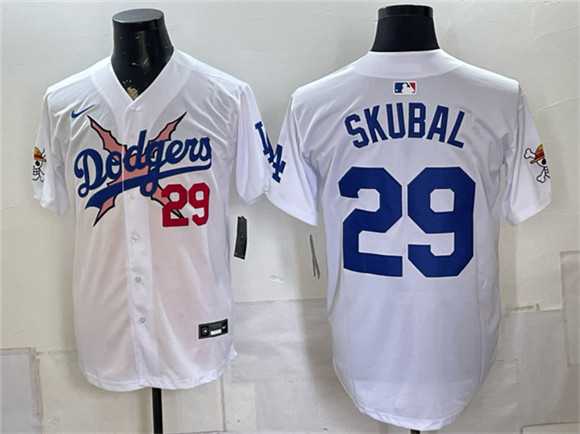 Mens Los Angeles Dodgers x One Piece #29 Tarik Skubal White Vapor Premier Limited Jersey Dzhi