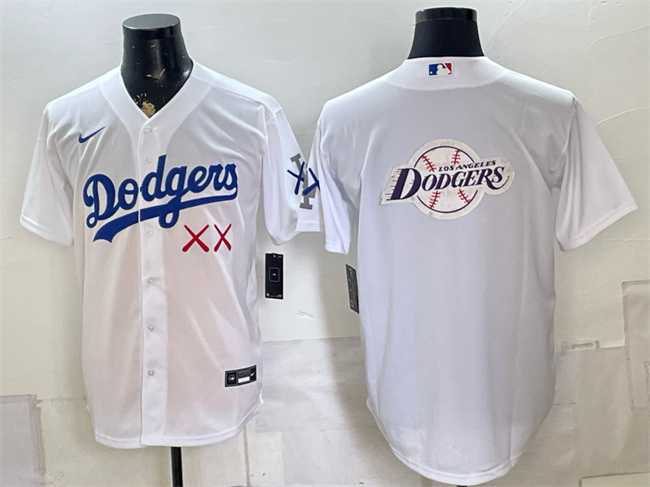 Mens Los Angeles Dodgers x KAWS Team Big Logo White Vapor Premier Limited Stitched Jersey Dzhi