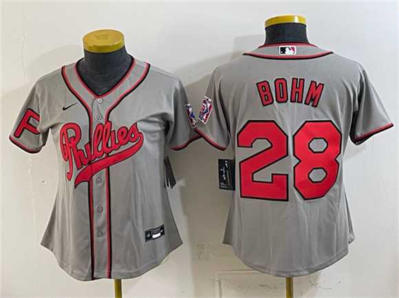 Youth Philadelphia Phillies #28 Alec Bohm Gray 2026 Field of Dreams Stadium Stitched Jersey