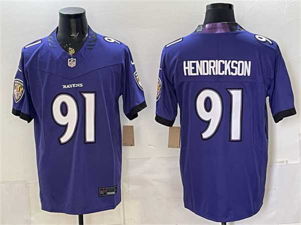 Mens Baltimore Ravens #91 Trey Hendrickson Purple 2026 F.U.S.E. Vapor Limited Stitched Jersey