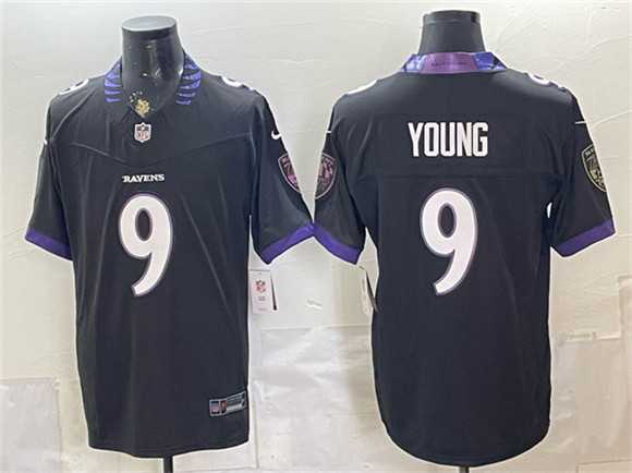 Mens Baltimore Ravens #9 Zion Young Black 2026 F.U.S.E. Vapor Stitched Limited Jersey