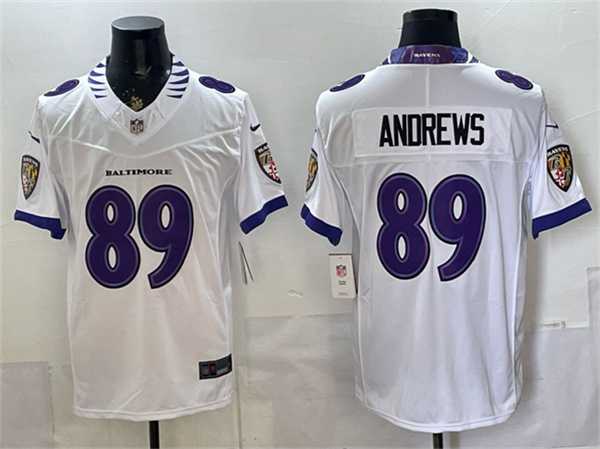 Mens Baltimore Ravens #89 Mark Andrews White 2026 F.U.S.E. Vapor Limited Stitched Jersey