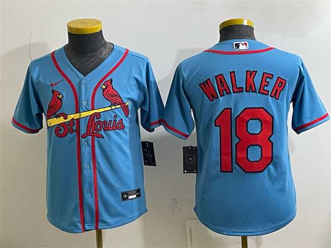 Youth St. Louis Cardinals #18 Jordan Walker Blue Cool Base Stitched Jersey