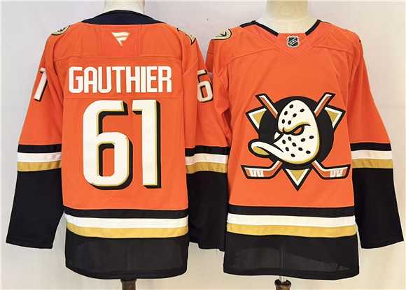 Mens Anaheim Ducks #61 Cutter Gauthier Orange 2026 Home Stitched Hockey Jersey->->