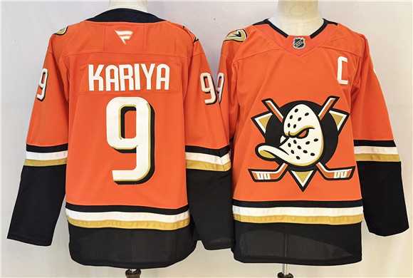Mens Anaheim Ducks #9 Paul Kariya Orange 2026 With C Patch Home Stitched Hockey Jersey->->