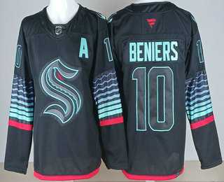 Mens Seattle Kraken #10 Matty Beniers Black Alternate Stitched Jersey->->
