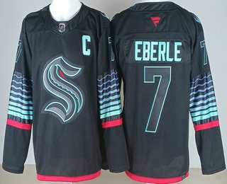 Mens Seattle Kraken #7 Jordan Eberle Black Alternate Stitched Jersey->->