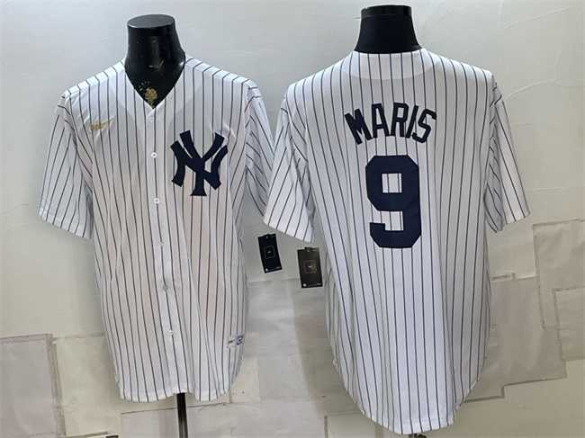 Mens New York Yankees #9 Roger Maris White Home Cool Base Stitched Jersey