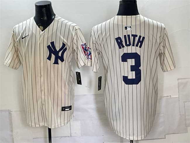 Mens New York Yankees #3 Babe Ruth Cream 2026 Field of Dreams Stadium Stitched Jersey1