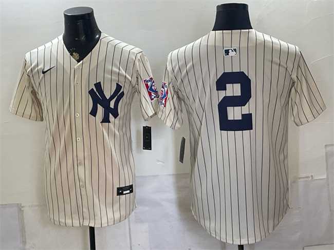 Mens New York Yankees #2 Derek Jeter Cream 2026 Field of Dreams Stadium Stitched Jersey