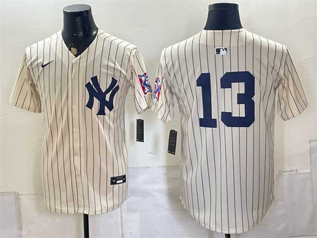 Mens New York Yankees #13 Jazz Chisholm Jr. Cream 2026 Field of Dreams Stadium Stitched Jersey