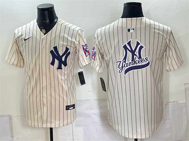 Mens New York Yankees Team Big Logo Cream 2026 Field of Dreams Stadium Stitched Jersey Dzhi
