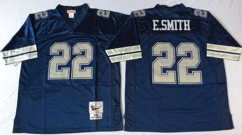 Mens Dallas Cowboys #22 Emmitt Smith Navy Throwback Stitched Football Jersey