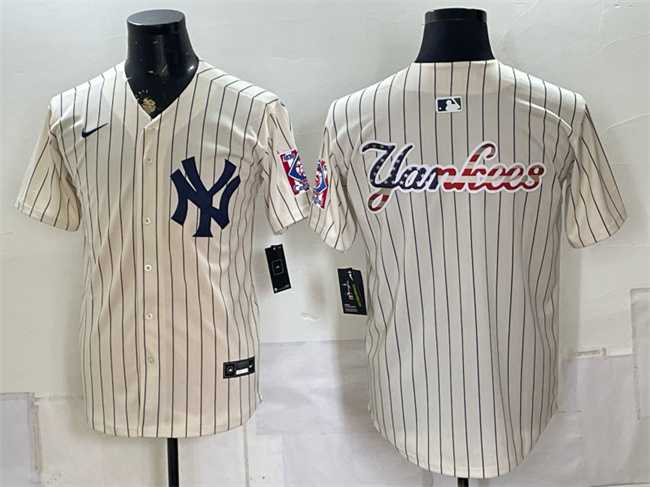 Mens New York Yankees Team Big Logo Cream 2026 Field of Dreams Stadium Stitched Jersey Dzhi