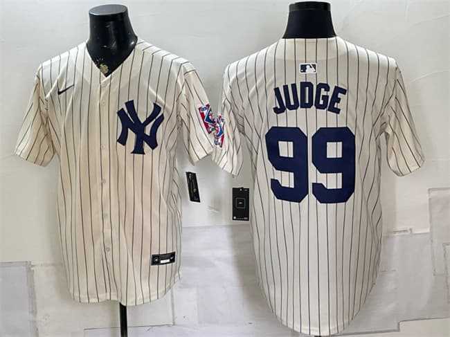 Mens New York Yankees #99 Aaron Judge Cream 2026 Field of Dreams Stadium Stitched Jersey1