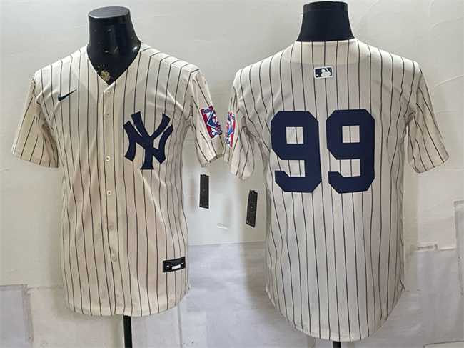 Mens New York Yankees #99 Aaron Judge Cream 2026 Field of Dreams Stadium Stitched Jersey