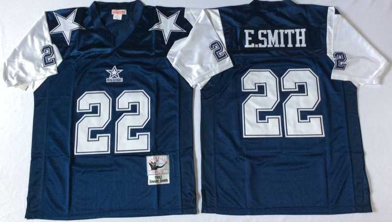 Mens Dallas Cowboys #22 Emmitt Smith Navy Thanksgiving Throwback Stitched Football Jersey