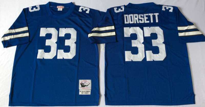 Mens Dallas Cowboys #33 Tony Dorsett Blue Throwback Stitched Football Jersey