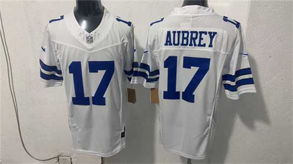 Mens Dallas Cowboys #17 Brandon Aubrey White 2026 F.U.S.E Vapor Untouchable Limited Stitched Jersey